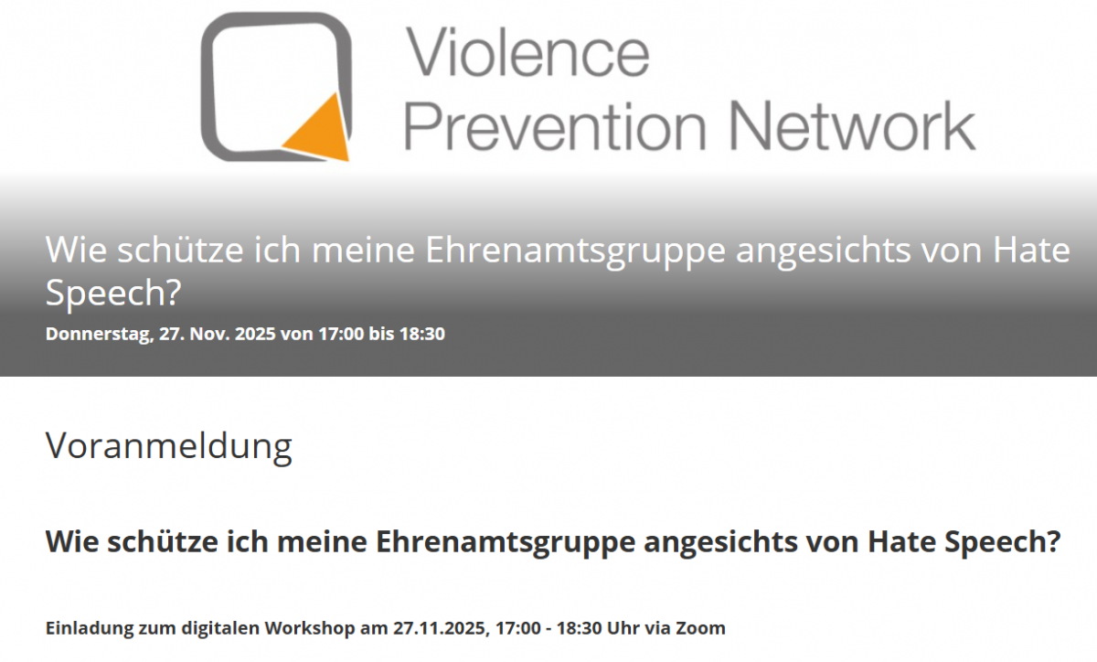 Einladung Digitaler Workshop Violence Prevention Network